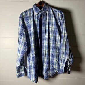 TwentyX Long Sleeve Button Down Blue, White, Green, Purple Plaid Sz Medium